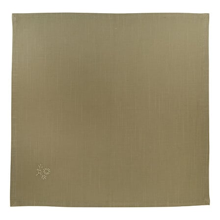 Serviette de table verte olive brodée flocon de neige 40x40cm lot Joy décoration table élégante
