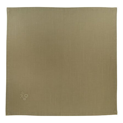 Serviette de table verte olive brodée flocon de neige 40x40cm lot Joy décoration table élégante