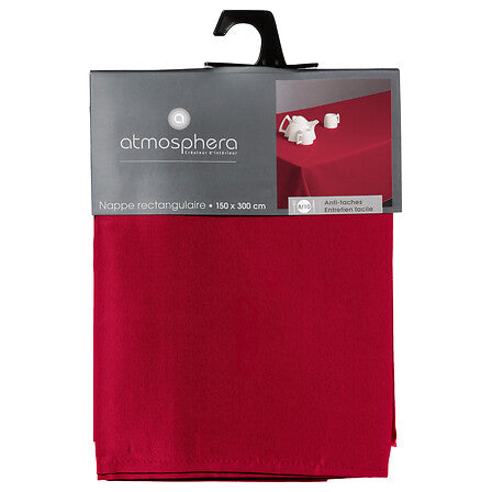 Nappe rectangulaire rouge anti-tâches 150x300cm Atmosphera idéale décoration table Noël entretien facile