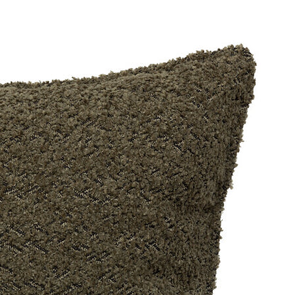 Coussin bouclette kaki Soana 45x45 cm texture douce effet mouton décoration salon cosy