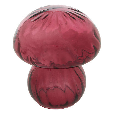 Champignon décoratif en verre soufflé rouge bordeaux translucide style vintage décoration intérieure tendance