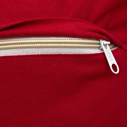 Coussin brodé couronne 45x45 cm - Déco Noël poinsettia rouge