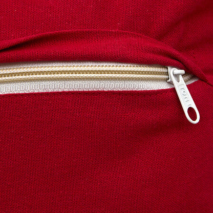 Coussin brodé couronne 45x45 cm - Déco Noël poinsettia rouge
