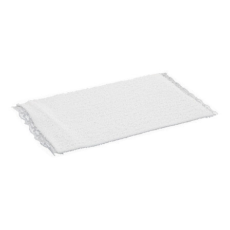 Petit tapis blanc rectangulaire en tissu avec bordure dentelle pour décoration lutin farceur de Noël accessoire miniature
