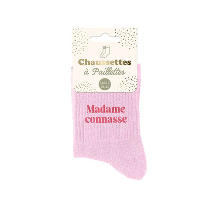 Chaussettes à paillettes "Madame connasse"