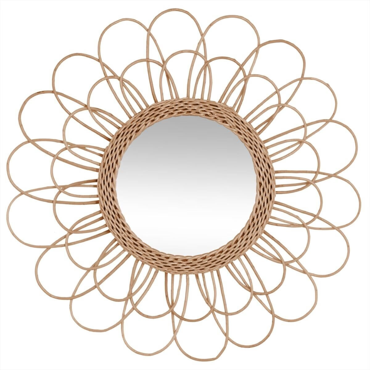 Miroir fleur en rotin D56 - Miroir Cayetana
