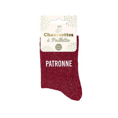 Chaussettes à paillettes "PATRONNE"