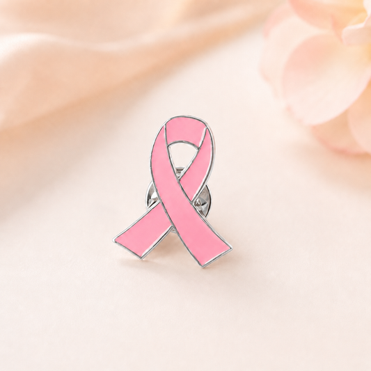 Pin's ruban rose métal argenté épinglette solidarité Octobre rose sensibilisation cancer du sein femme