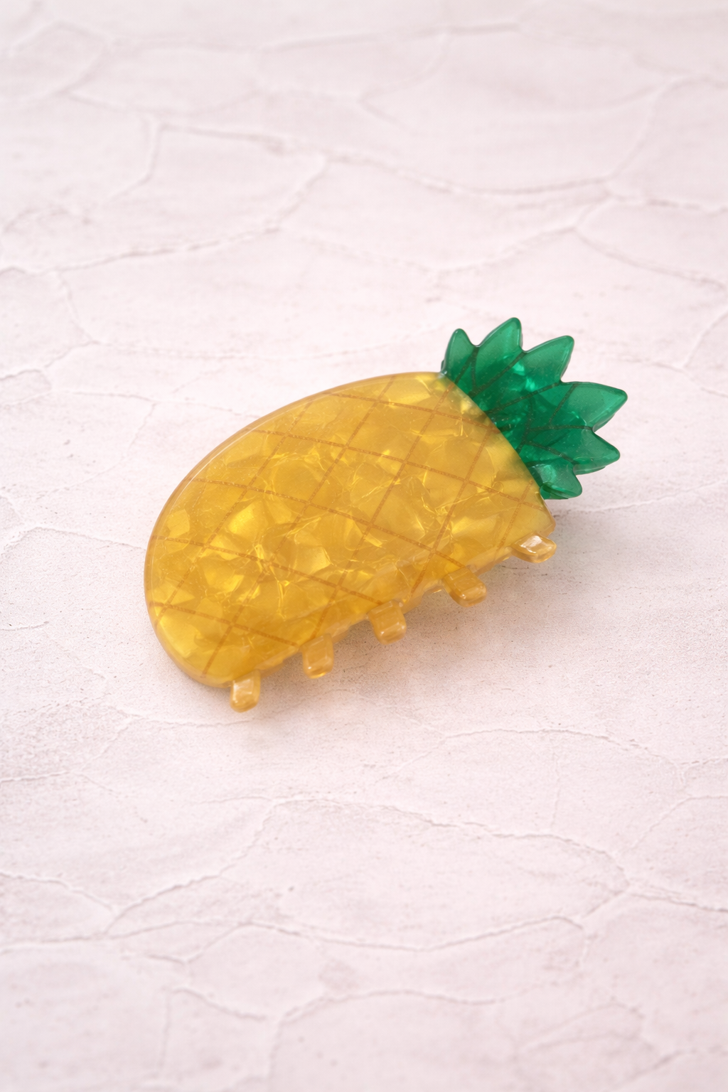 Pince crabe cheveux ananas résine acétate jaune nacrée 8cm