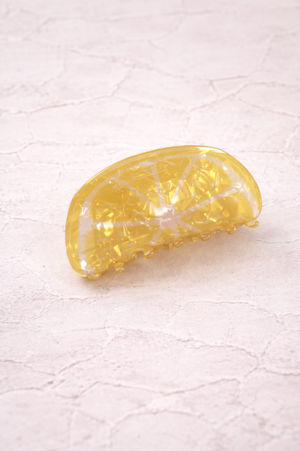 Pince crabe cheveux tranche citron résine acétate jaune nacrée