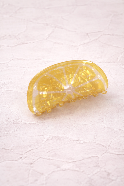 Pince crabe cheveux tranche citron résine acétate jaune nacrée