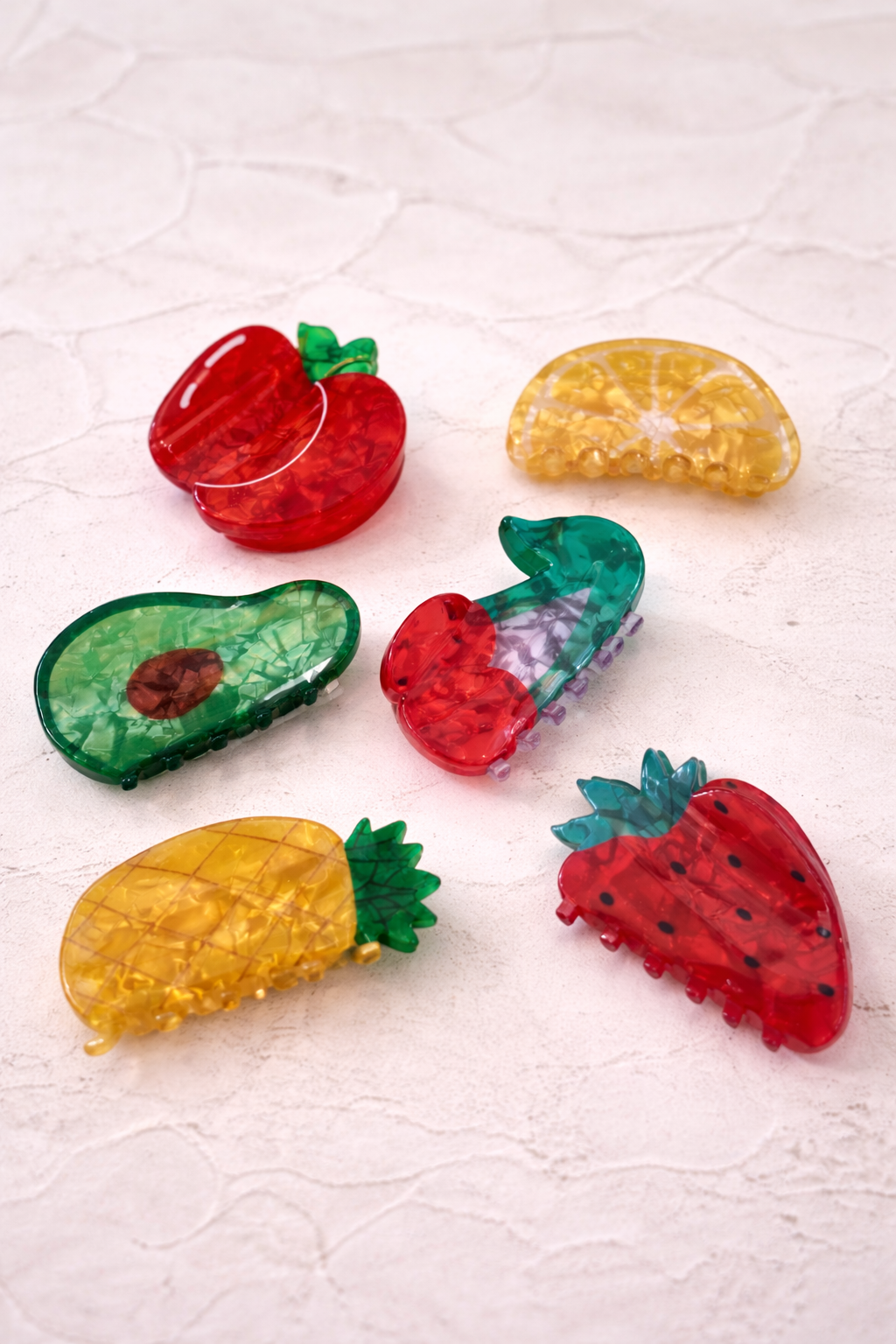 Pince crabe cheveux fruit résine acétate