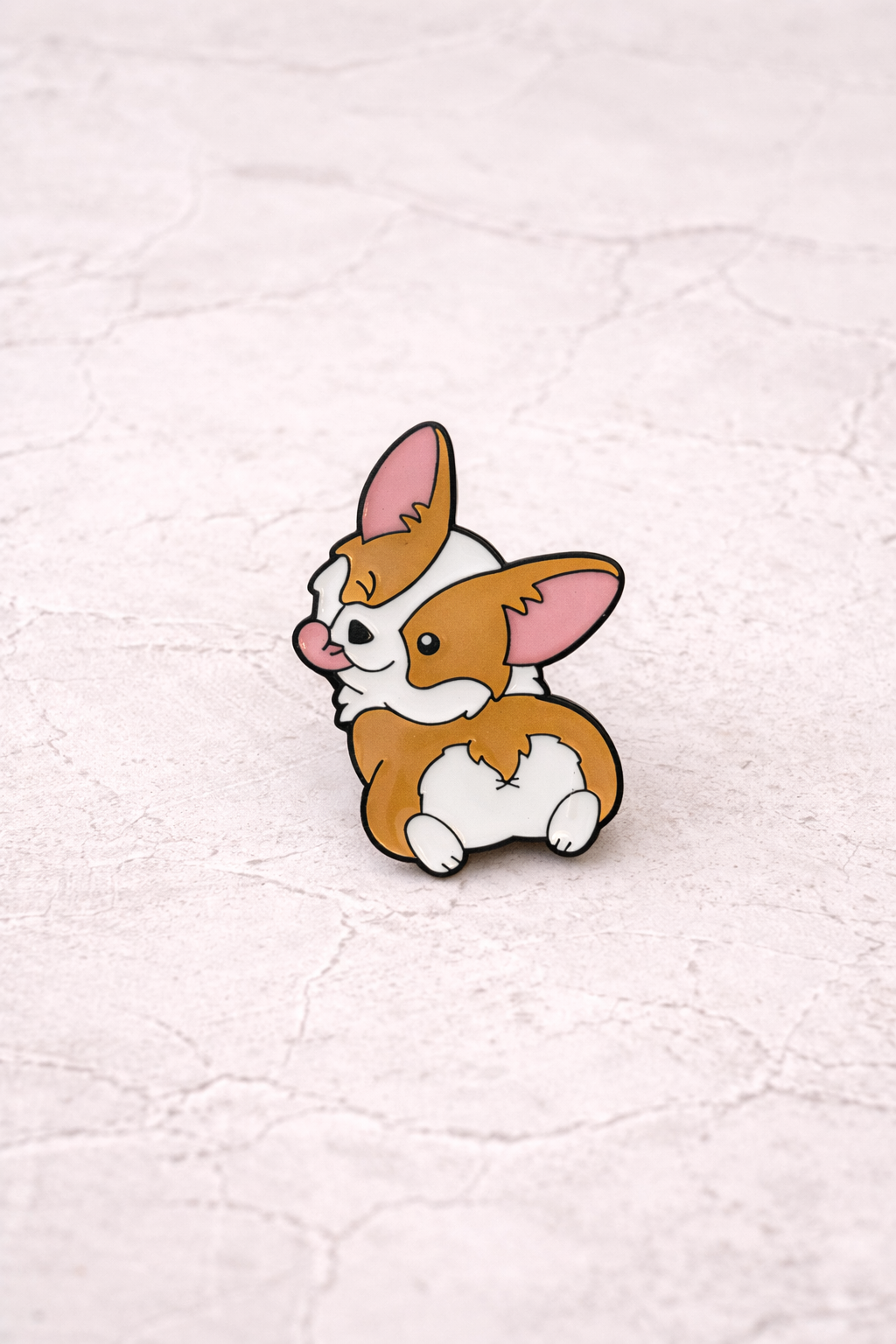 Pin's émaillé corgi chien mignon caramel et blanc
