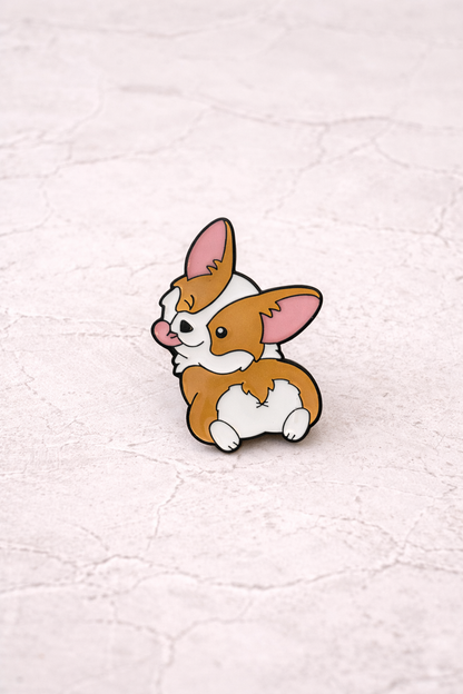 Pin's émaillé corgi chien mignon caramel et blanc