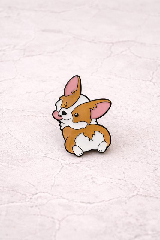 Pin's émaillé corgi chien mignon caramel et blanc