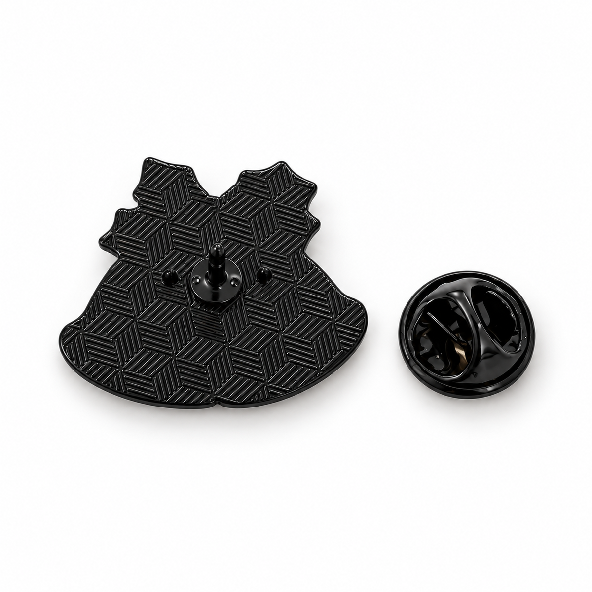 Pin's cloches de Noël métal noir motif géométrique cubique avec attache papillon accessoire mode fêtes