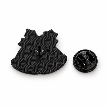 Pin's cloches de Noël métal noir motif géométrique cubique avec attache papillon accessoire mode fêtes