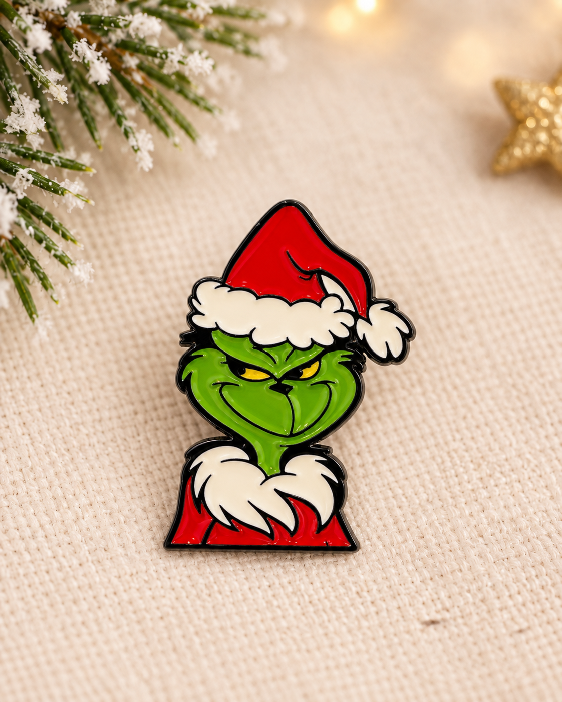 Pin's Grinch Noël - Broche fantaisie Père Noël verte