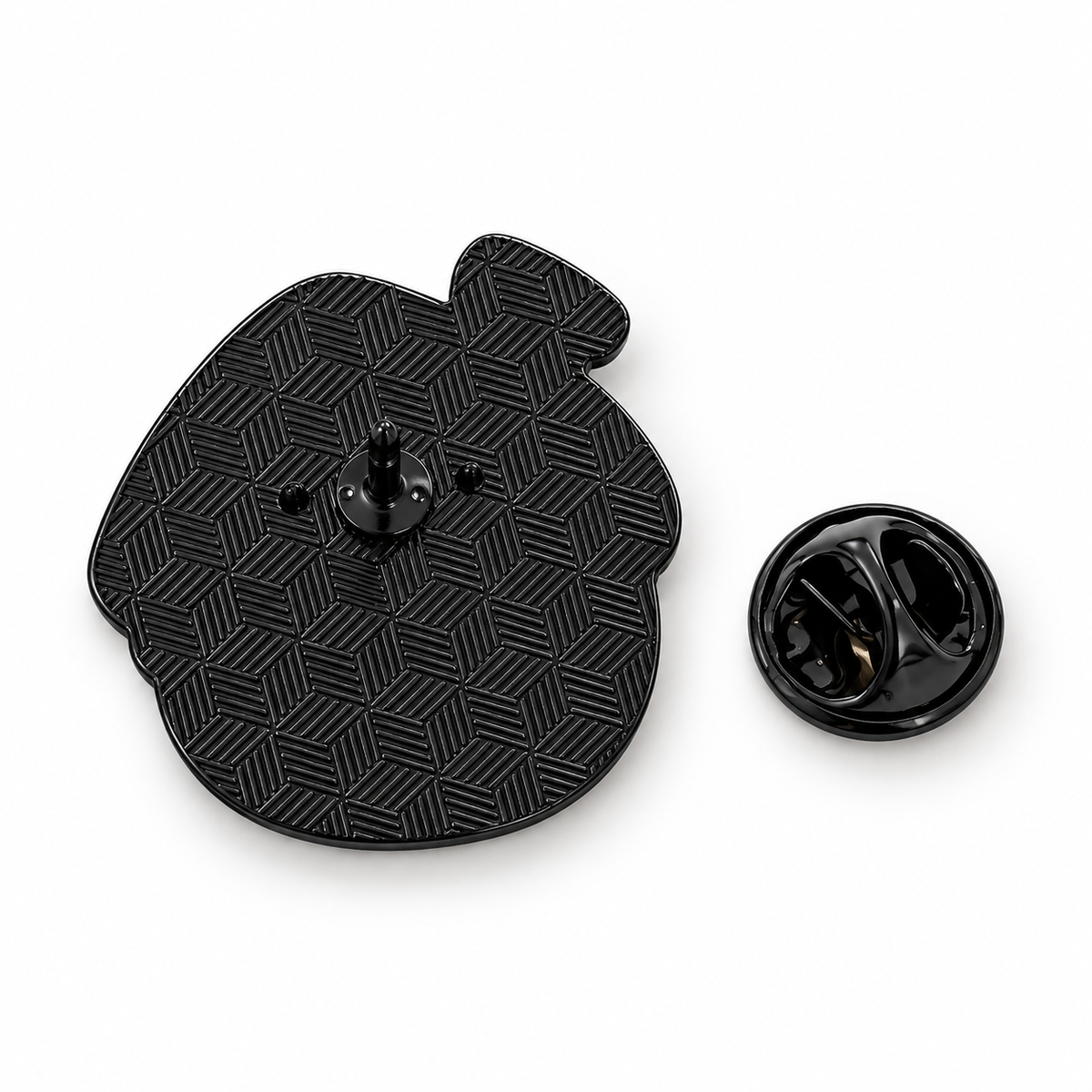Pin's noir motif maison pain d'épice dos métal texturé avec attache papillon accessoire original collection hiver