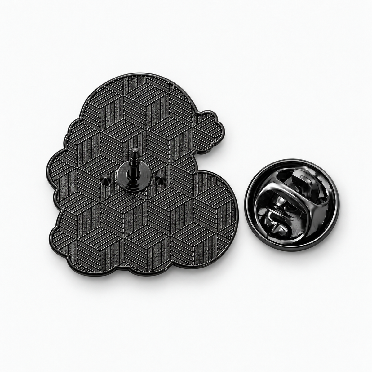 Pin's Père Noël métal noir finition brillante avec dos texturé géométrique et attache papillon, accessoire fantaisie Noël