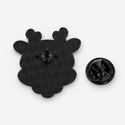 Pin's renne de Noël noir métallique avec dos texturé géométrique et attache papillon, accessoire fantaisie fêtes