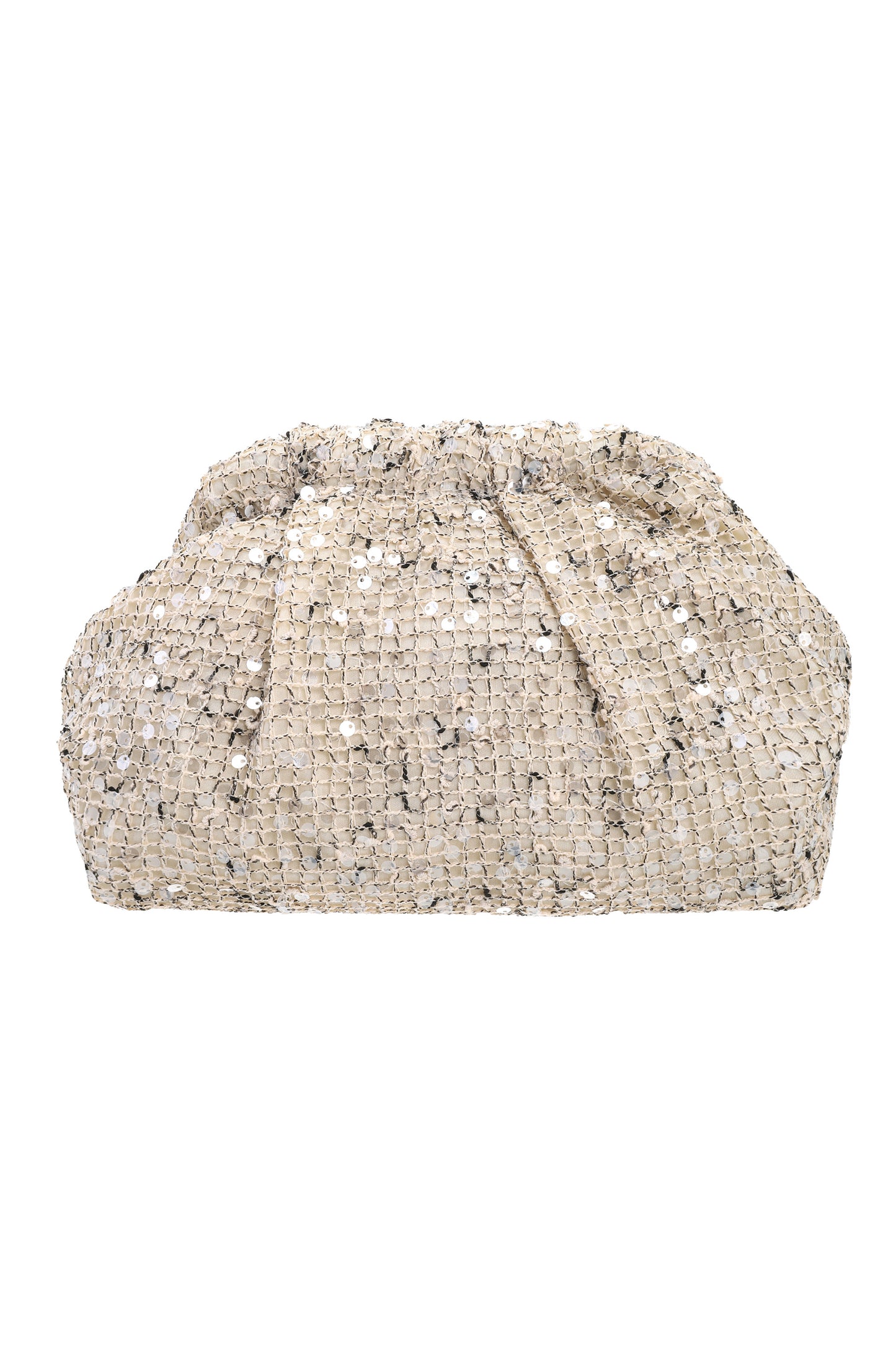 Pochette dorée avec tissu texturé et sequins