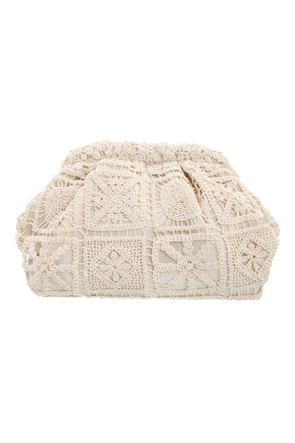 Pochette écrue brodée élégante pour cérémonie