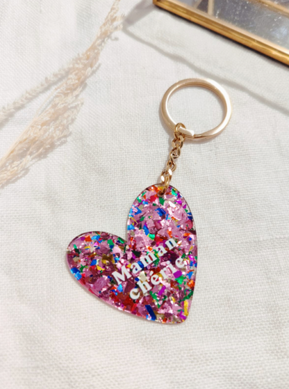 porte clé maman chérie cœur pailleté multicolore idée cadeau fête des mères