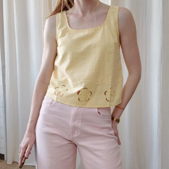top court vichy jaune ou rose