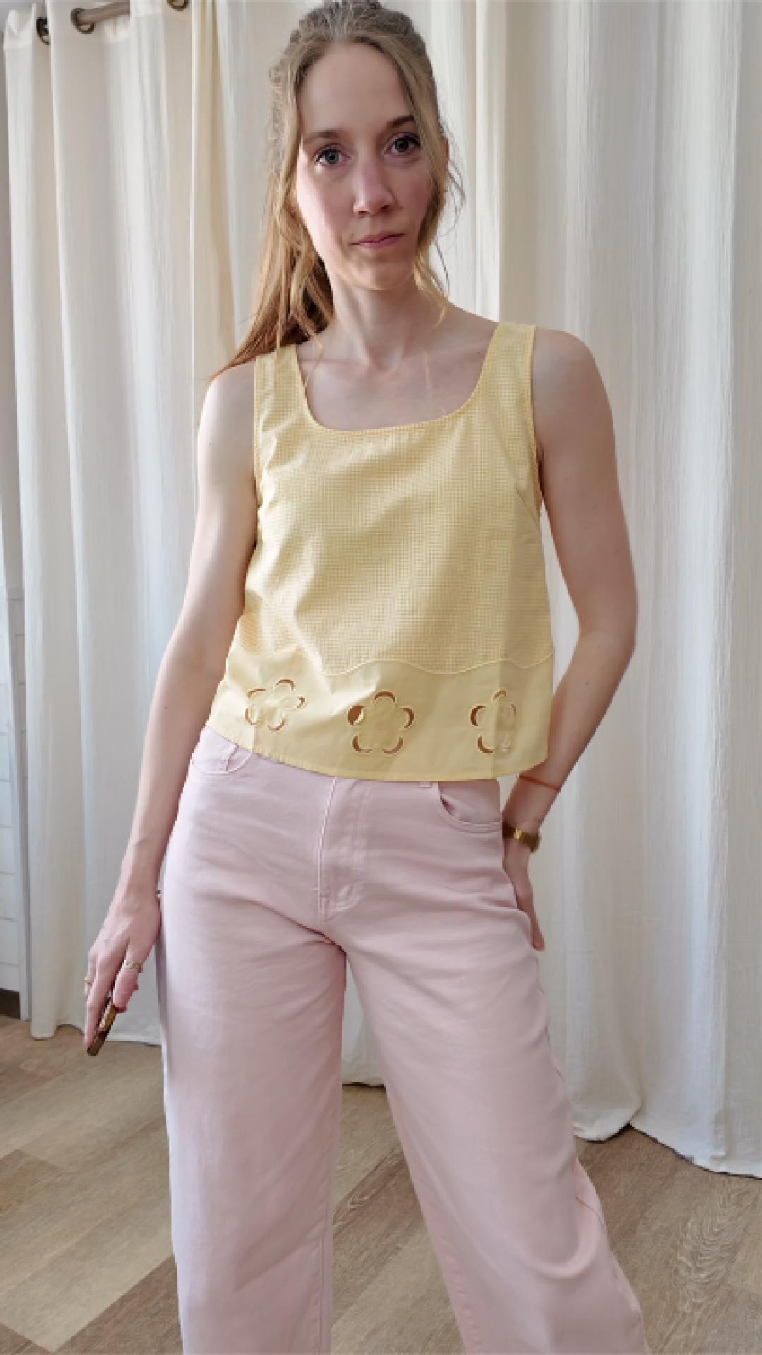 top court vichy jaune ou rose