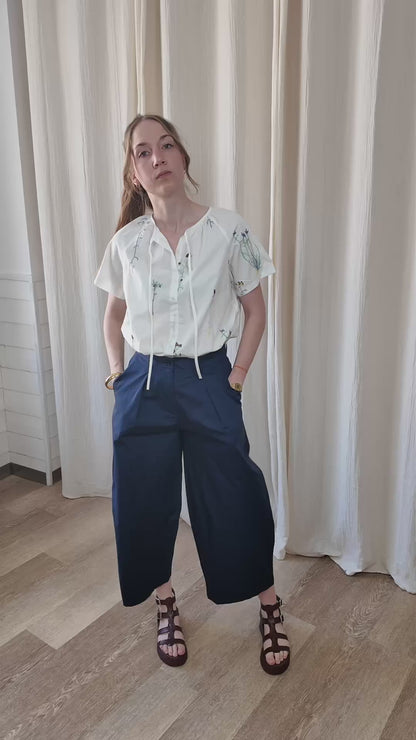 Blouse Marie - Chemisier blanc brodé motifs floraux
