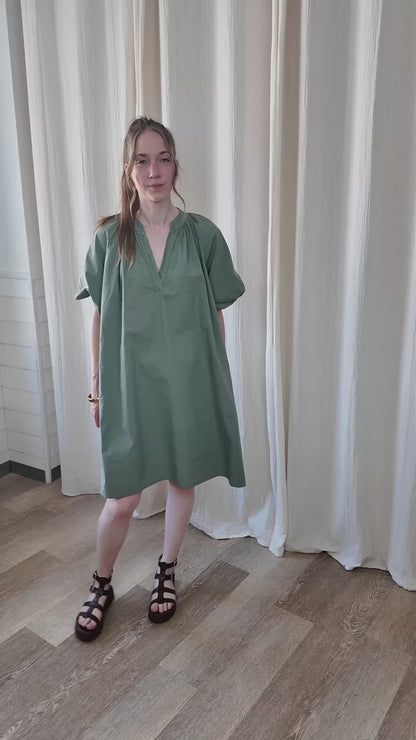 Robe Emma - Robe ample coton manches ballon col V