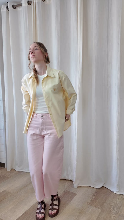 Jean Léni – Jean coupe ballon rose femme taille haute