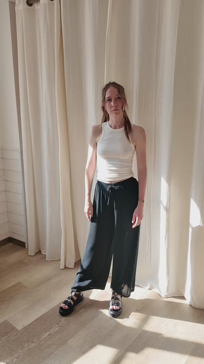 Pantalon Alice - Pantalon en viscose fluide large taille élastique