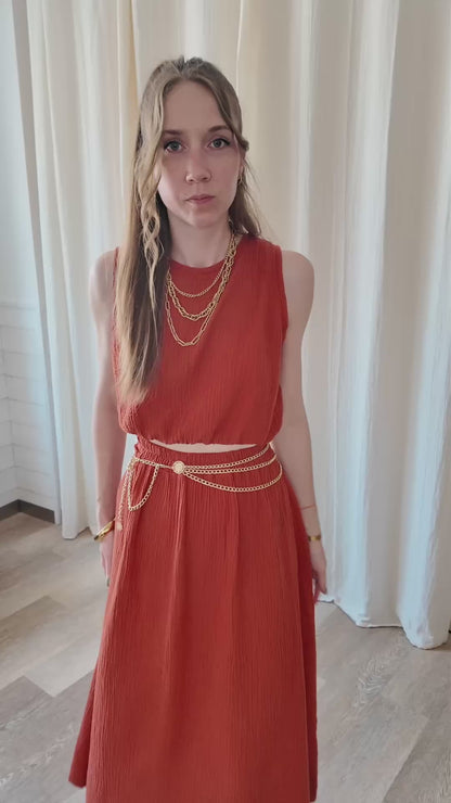 Ensemble Lola - Top et jupe midi en gaze de coton