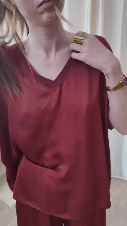 Blouse Samantha - Top fluide col V manches courtes