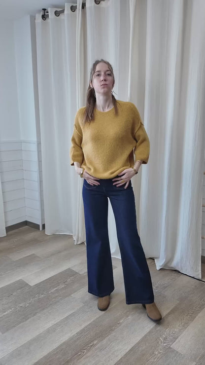 Pull 13% baby alpaga - Pull doux col rond manches 3/4