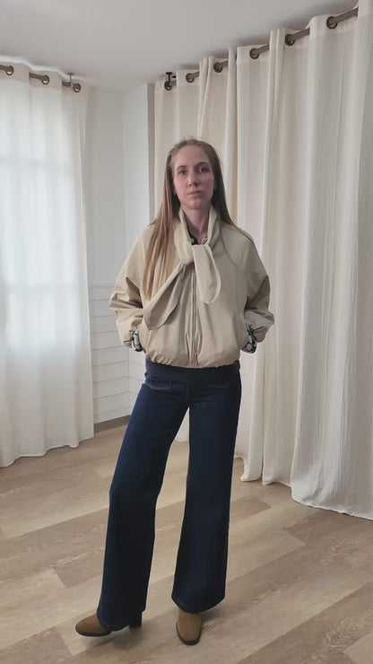 Veste Kate - Blouson ballon col foulard effet lavallière