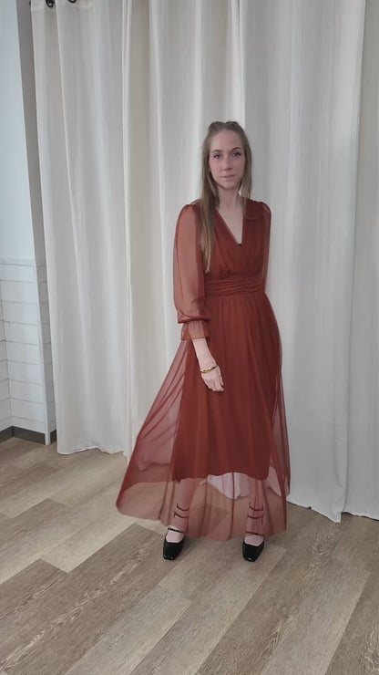 Robe habillée en tulle doux - Robe longue élégante cérémonie