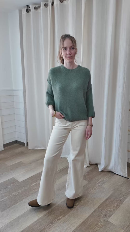 Pull 13% baby alpaga - Pull doux col rond manches 3/4
