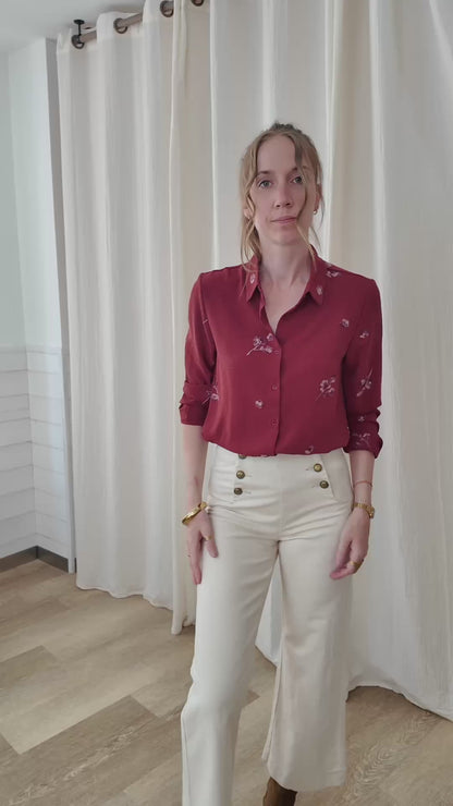 Chemise Janice - Blouse brodée fleurs manches longues