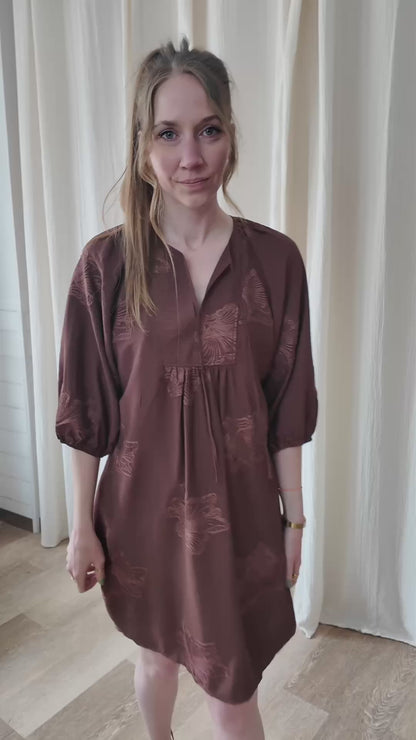 Robe Annia - Robe fluide brodée manches ballon