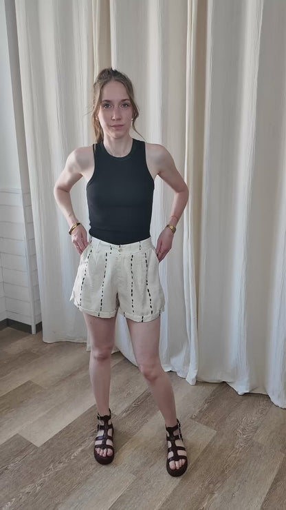 Short Josette - Short fluide beige imprimé motif ethnique
