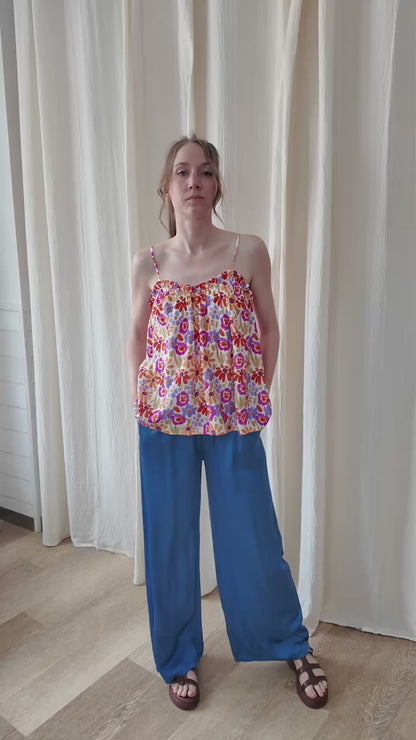 Pantalon Sophie - Pantalon fluide satiné taille élastique