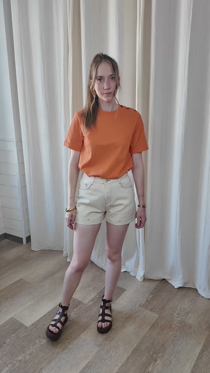 Short Héloïse - Short en jean taille haute à revers