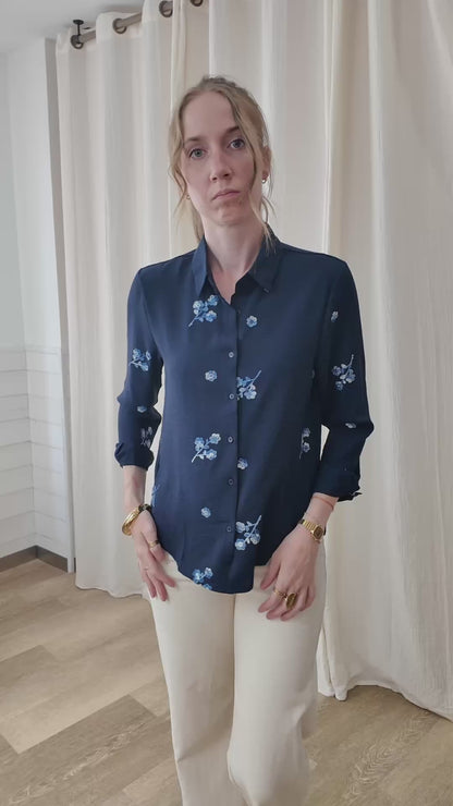 Chemise Janice - Blouse brodée fleurs manches longues