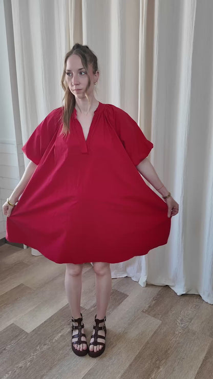Robe Emma - Robe ample coton manches ballon col V