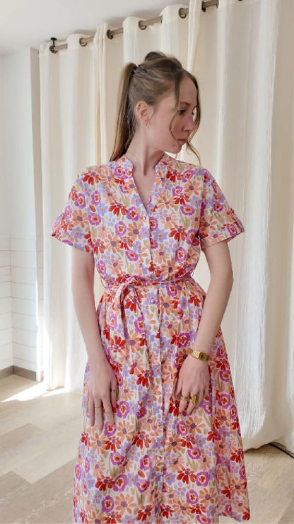 robe fleurie coloré en coton