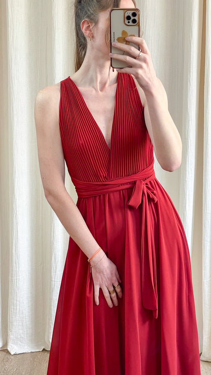 Robe longue multiposition brique April idéale pour invitée de mariage