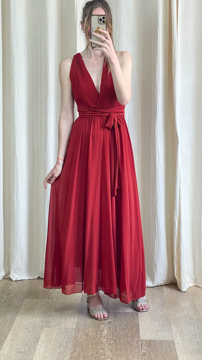 Robe longue multiposition brique April pour invitée de mariage